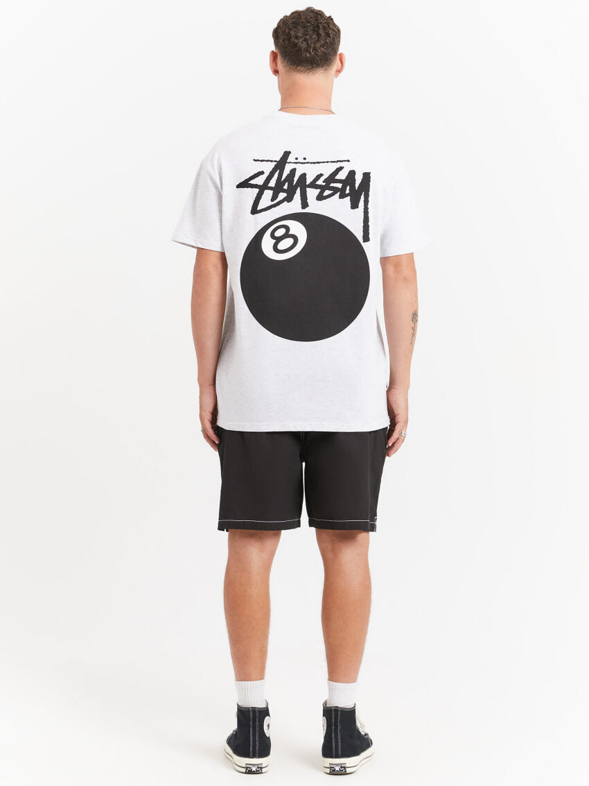 Solid 8 Ball Heavyweight Short Sleeve T-Shirt in Snow Marle