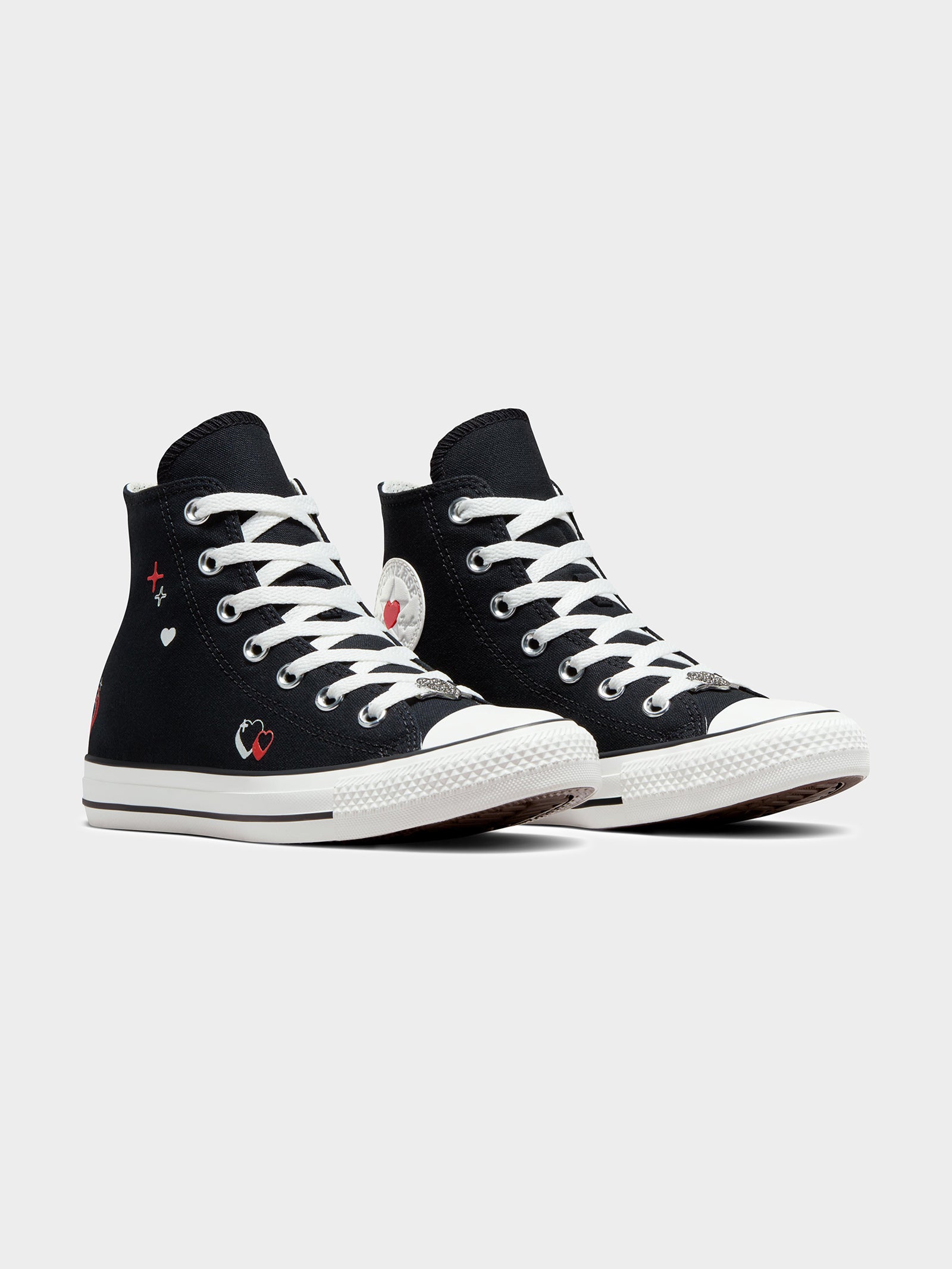 Womens Chuck Taylor All Star Y2K Heart High Top Sneakers in Black