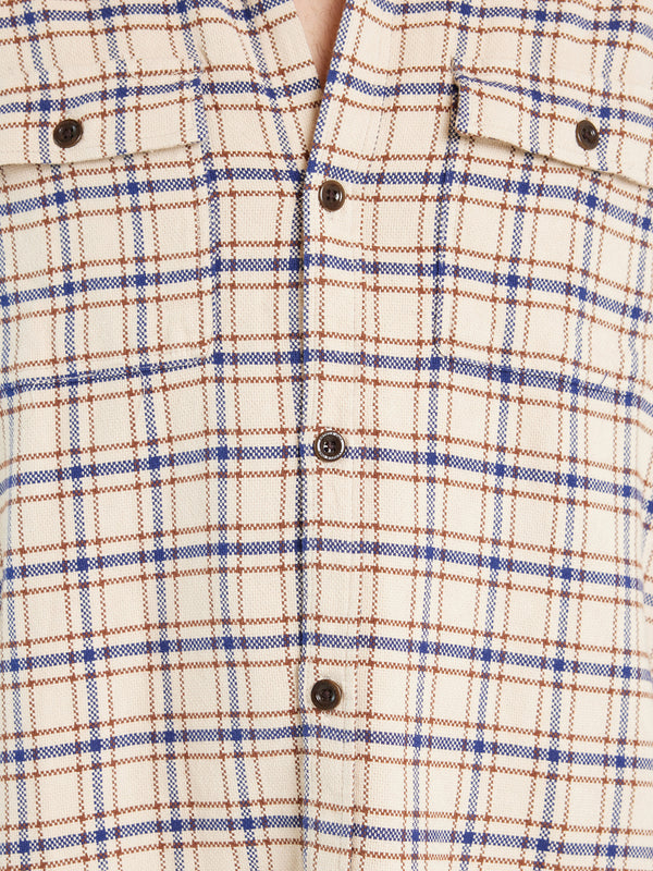 Plaid Overshirt in Beige and Blue