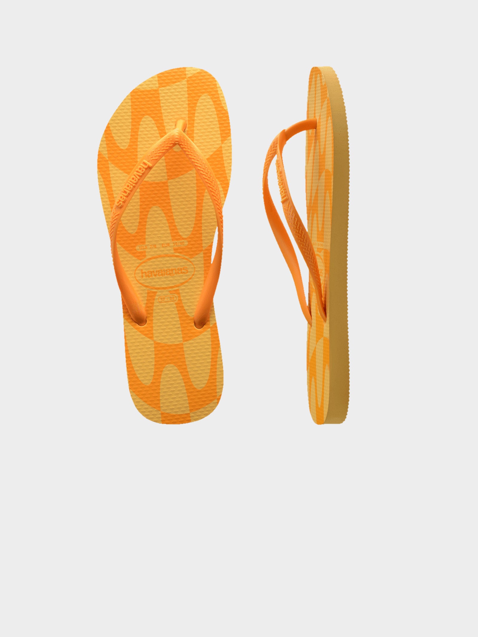 Unisex Slim Distorted Wave Thongs in Orange