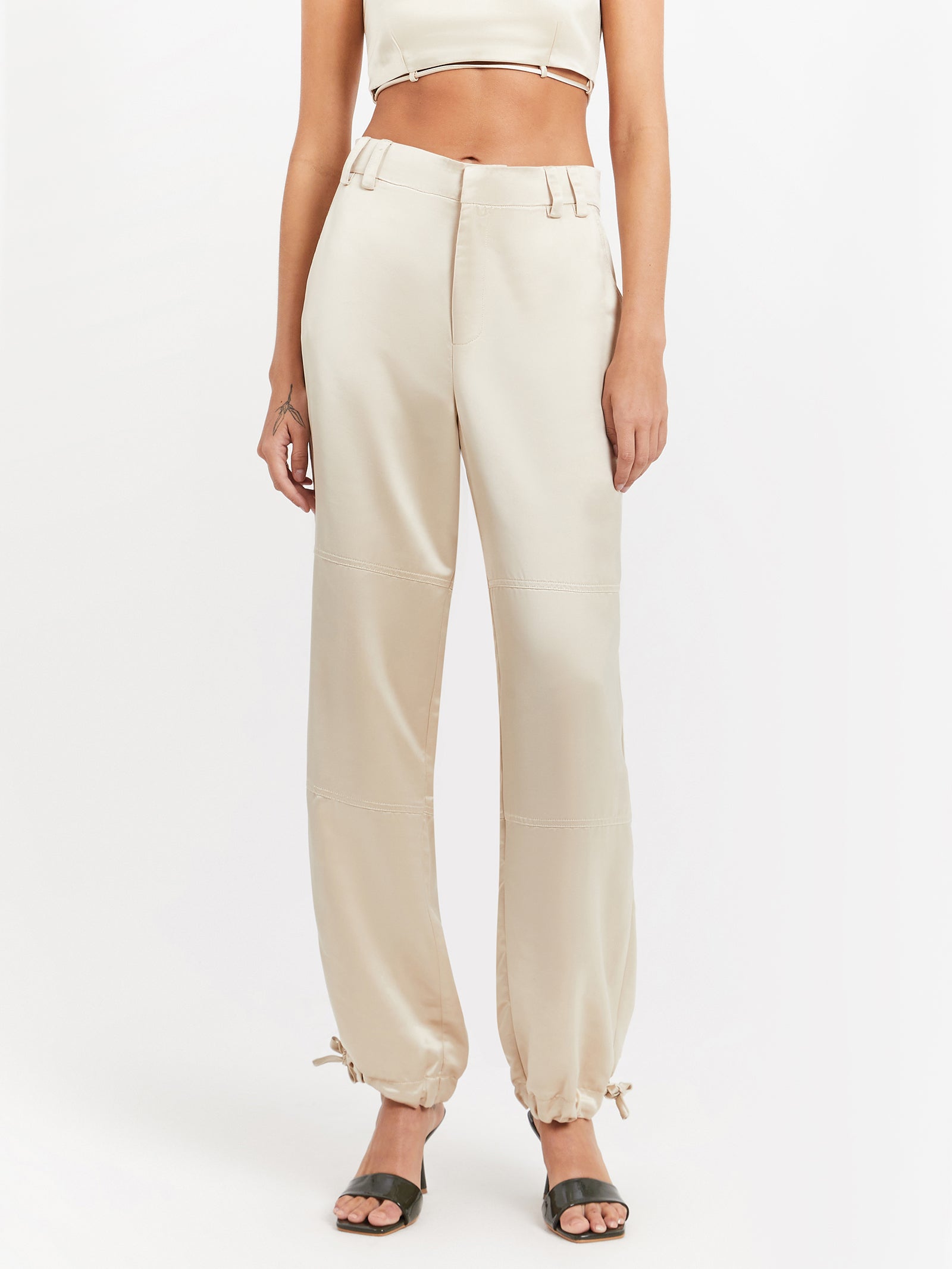 Aster Satin Pants in Ivory