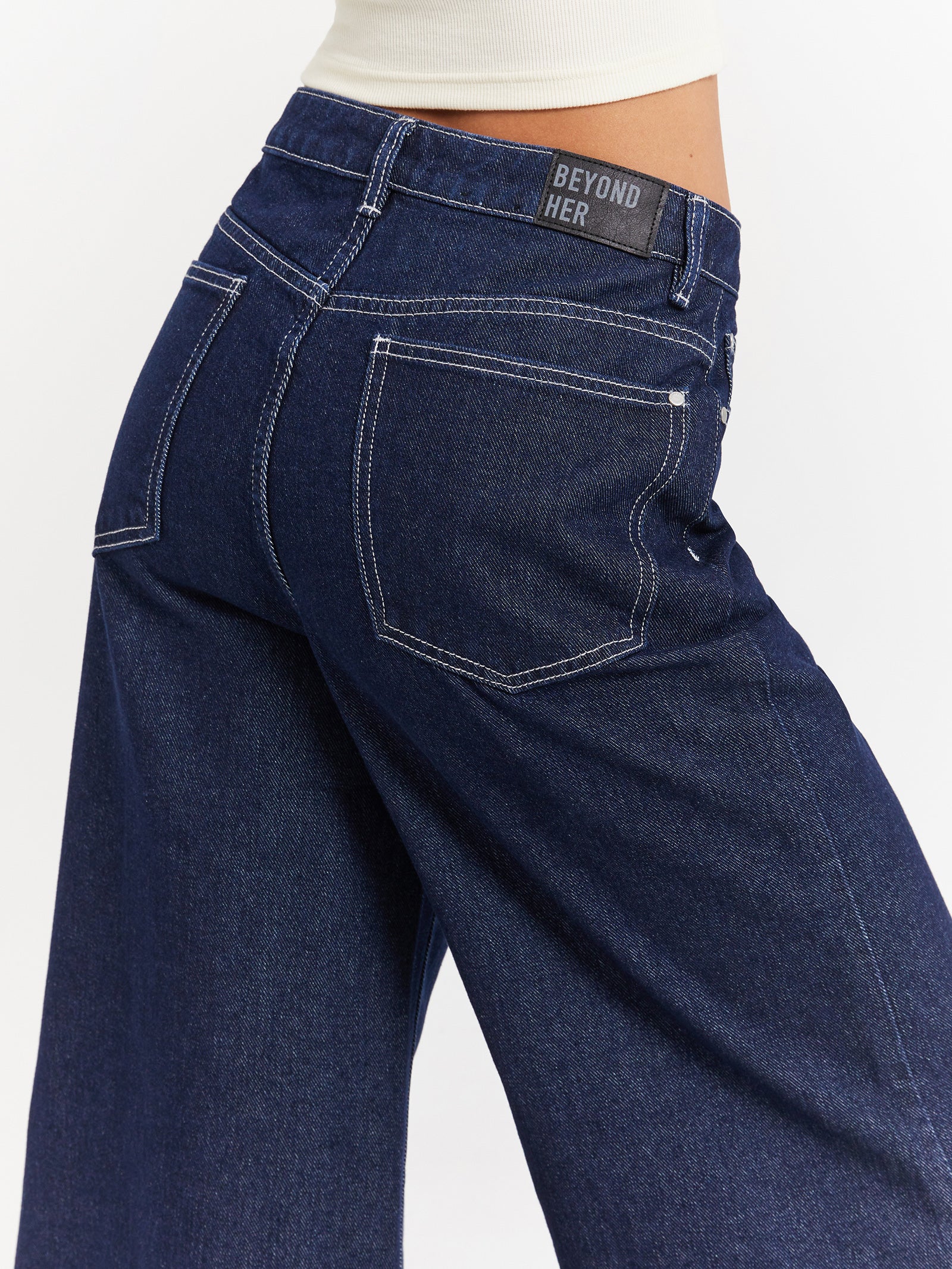 Maeve Ultra Wide Jeans in Raw Indigo