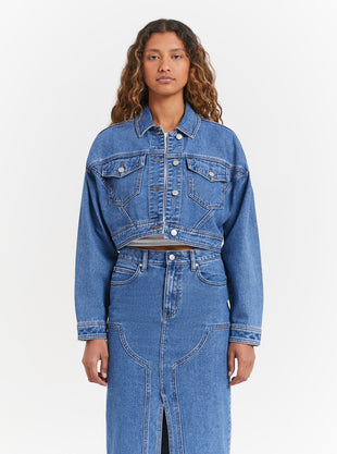 Carrie Cropped Trucker Jacket in River