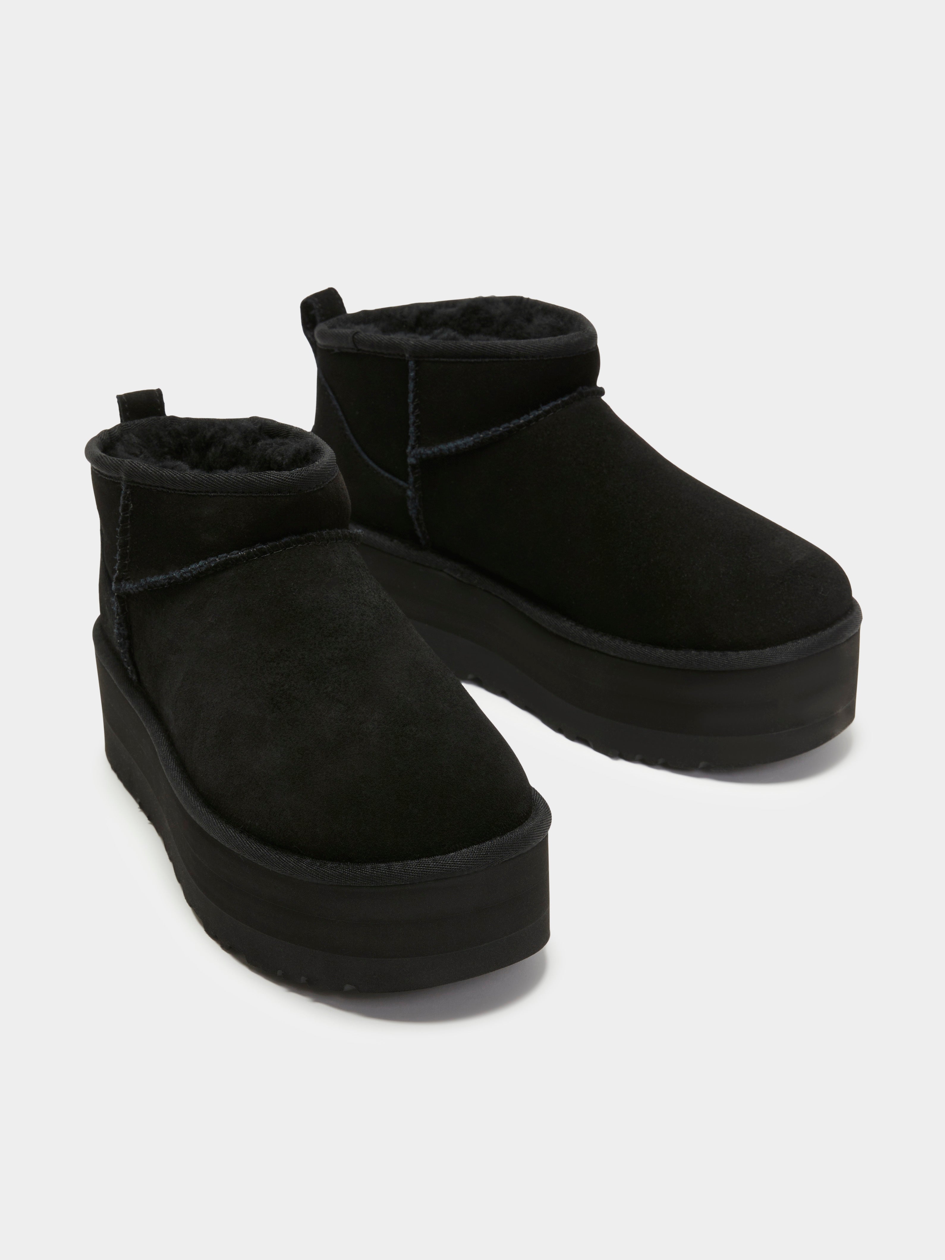 Womens Classic Ultra Mini Platform Boots in Black