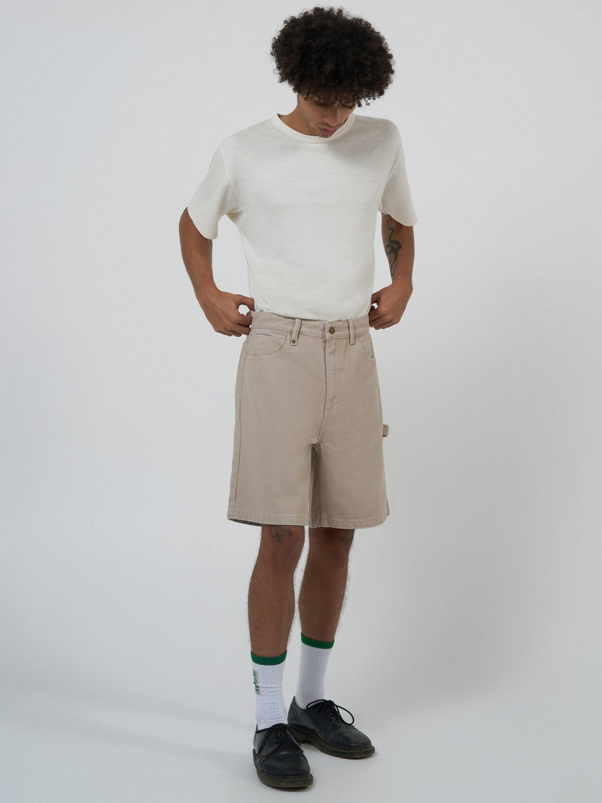 Slacker Denim Carpenter Shorts in Smokey Taupe