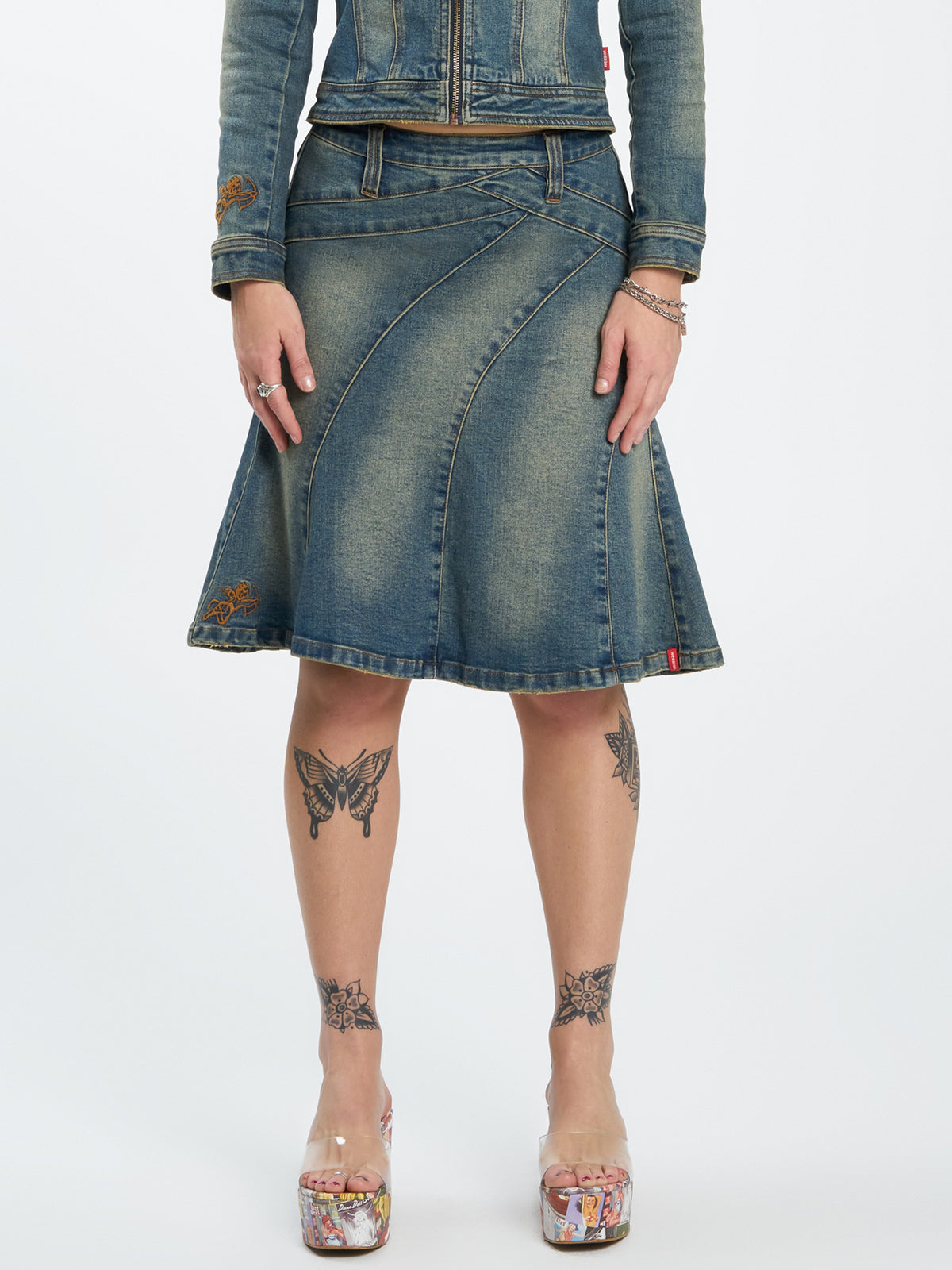 Wayland Panelled Denim Midi Skirt