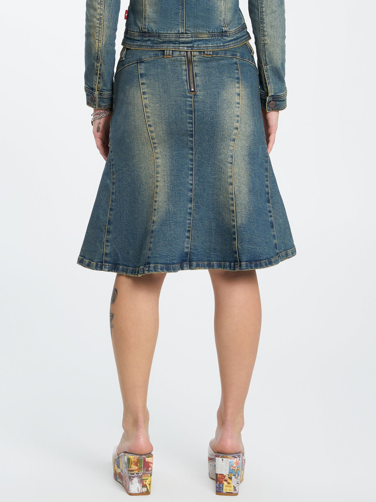 Wayland Panelled Denim Midi Skirt