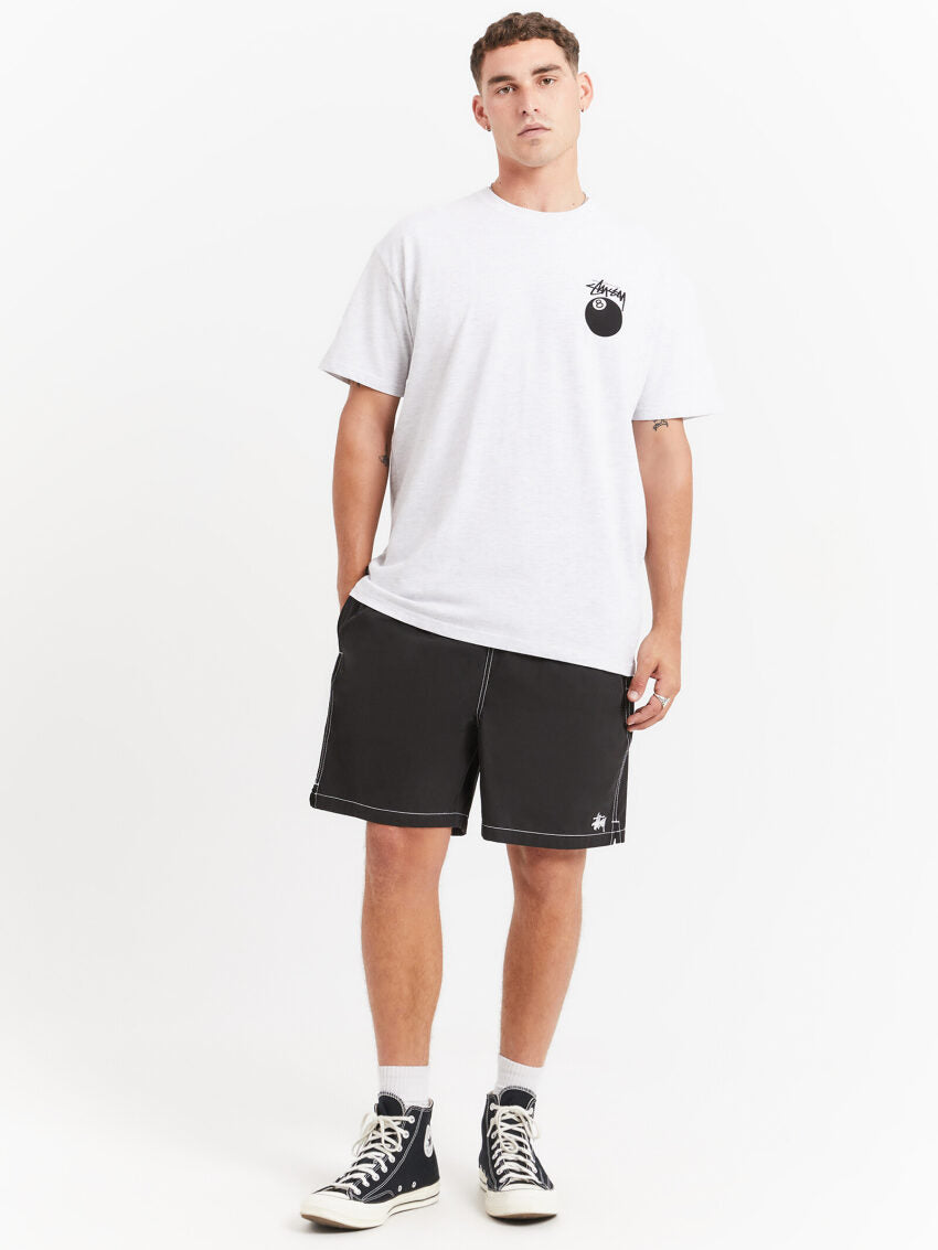 Solid 8 Ball Heavyweight Short Sleeve T-Shirt in Snow Marle