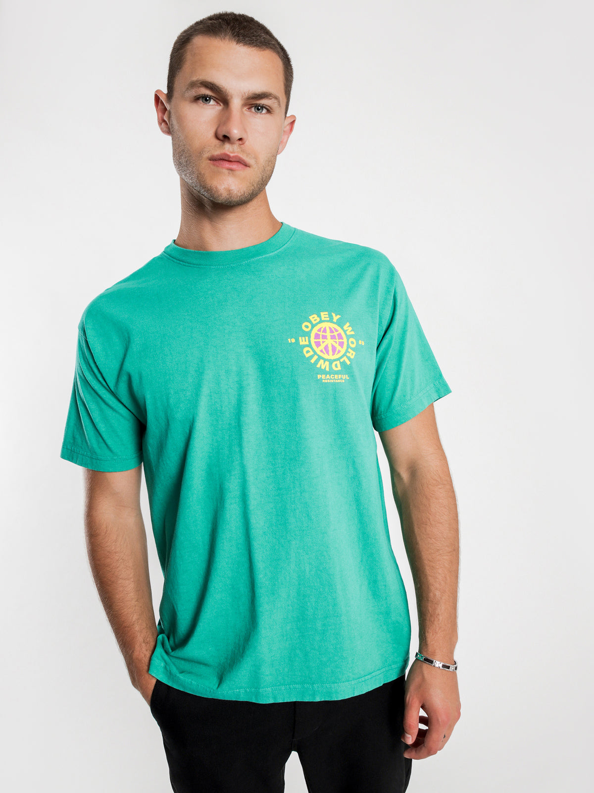 Obey Peaceful Resistance T-Shirt in Emerald