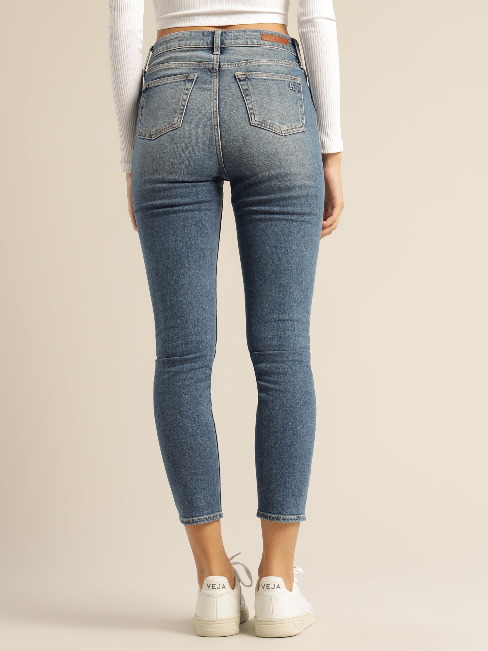 High Rise Lisa Ankle Hug Jeans in Mid True Blue