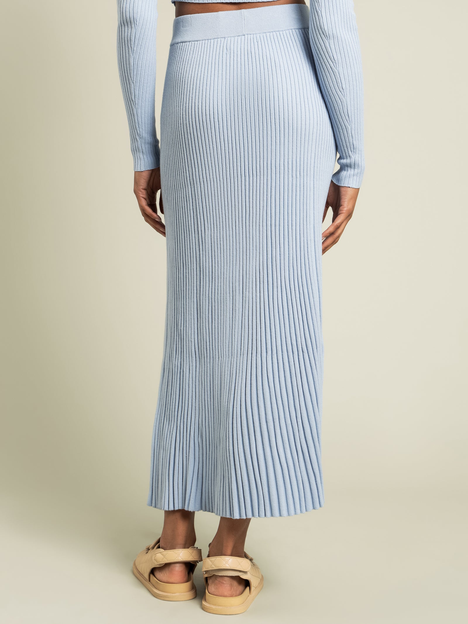 Teagan Knit Midi Skirt in Dove Blue