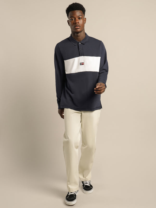 DS Dark Navy Block Long Sleeve Polo Shirt