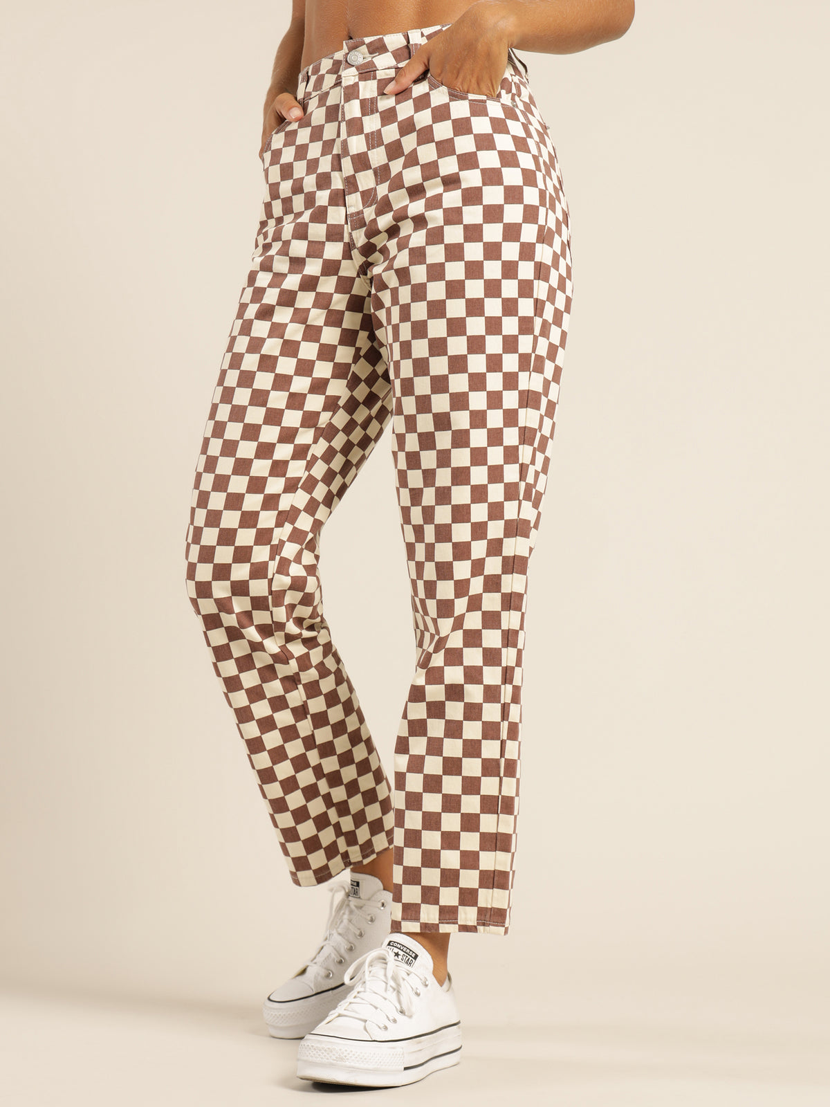 April Checkerboard Jeans in Berry