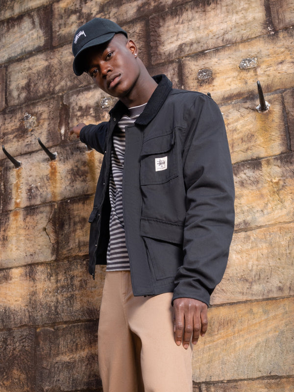 Stussy Washed Canvas Shop Jacket Black | Glue Store
