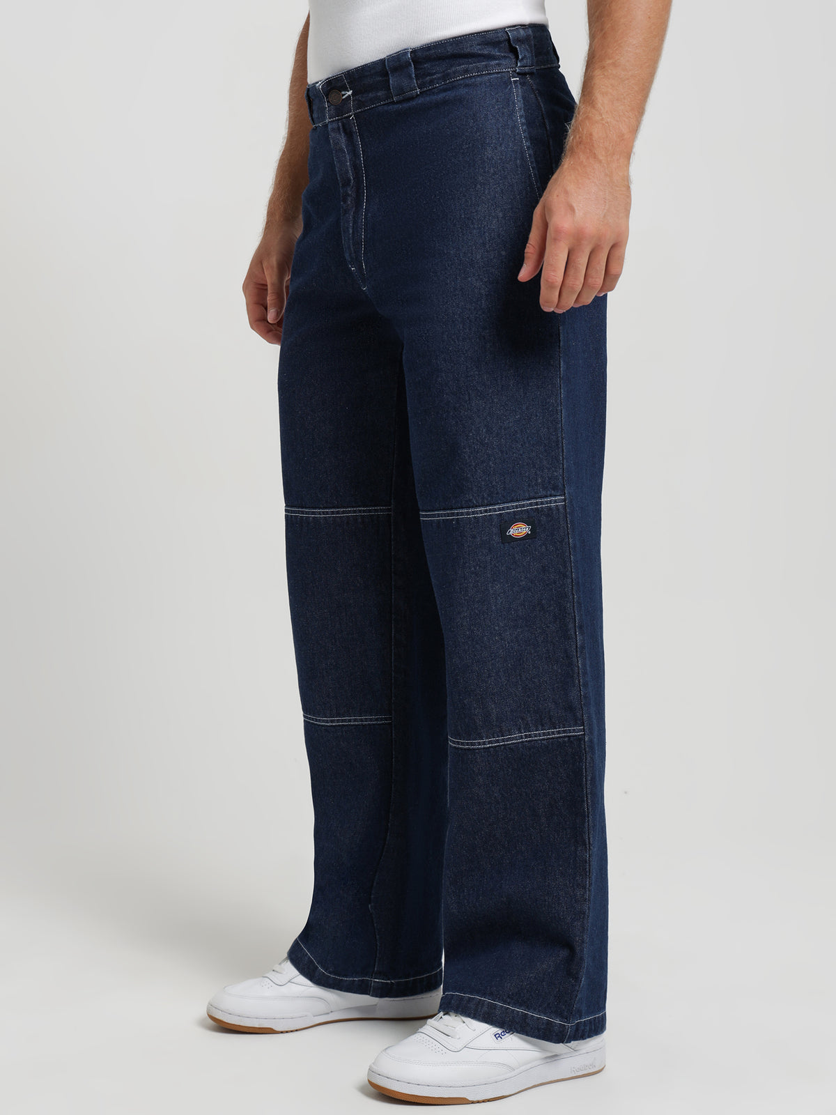 85-283AU Double Knee Jeans in Rinsed Indigo Blue