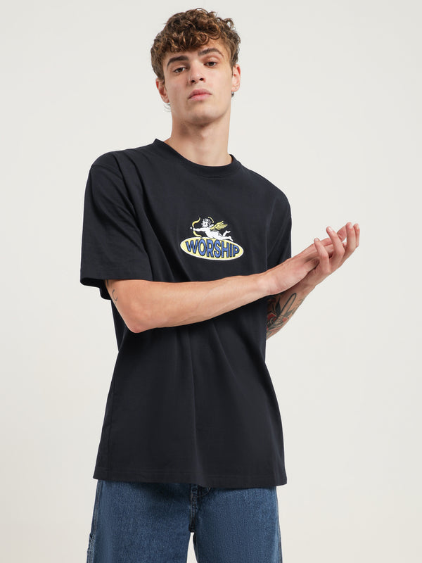 Worship Slingshot TShirt in Navy Navy Glue Store