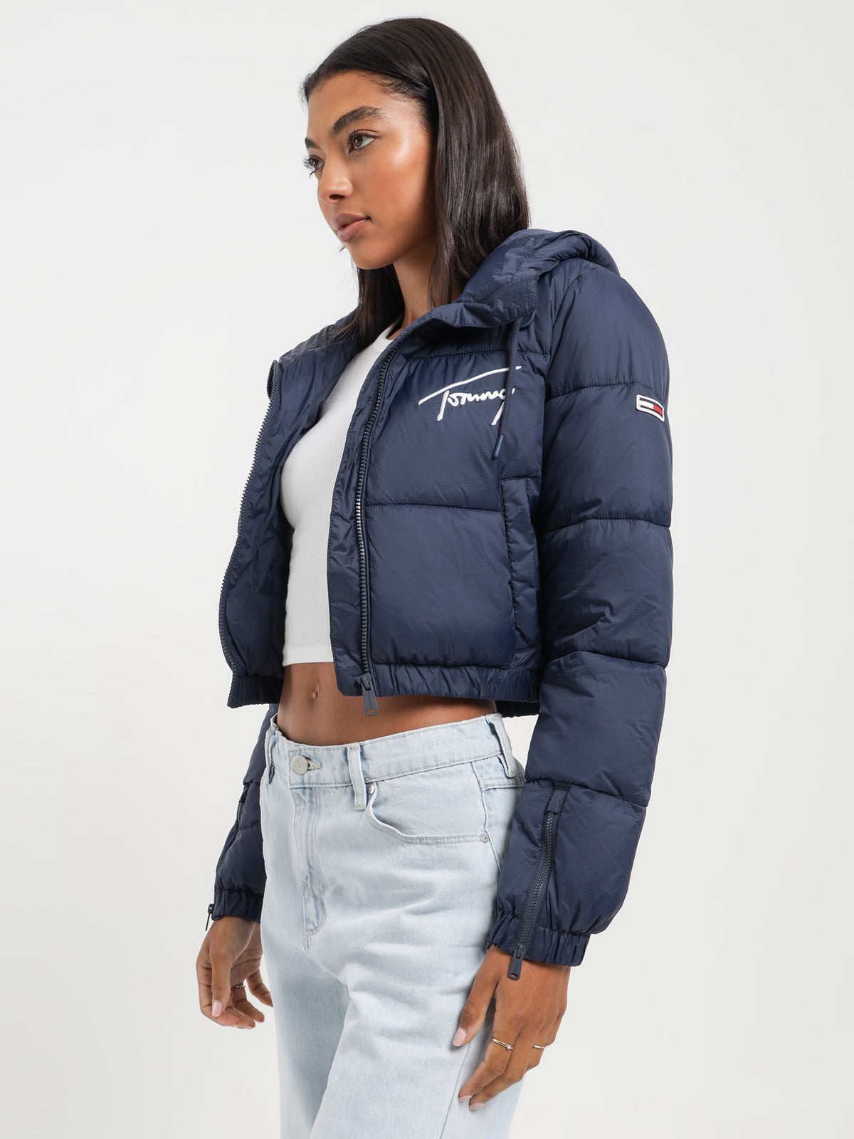 Signature Cropped Puffer in Twilight Navy