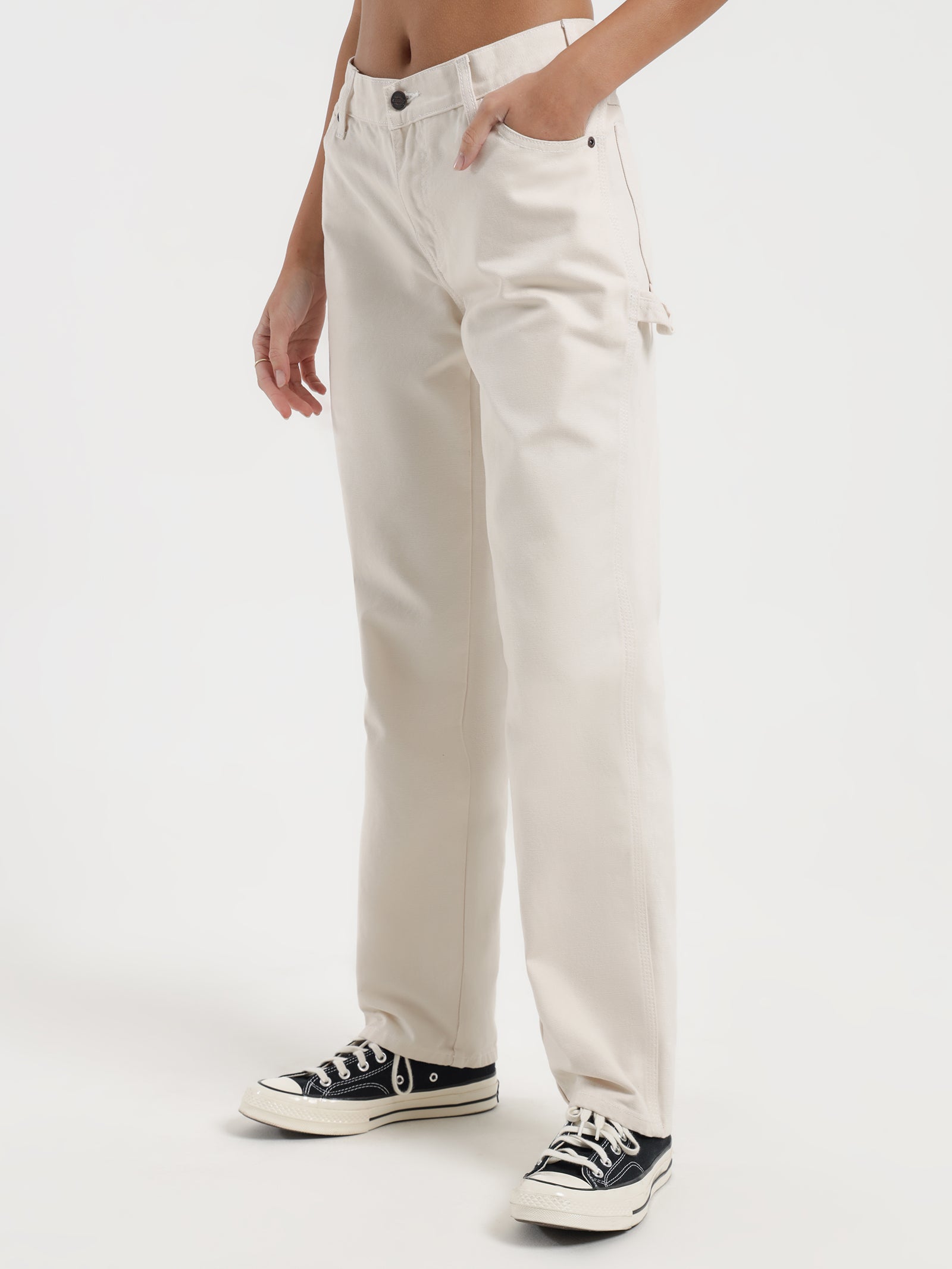 Contrast Low Rider Chinos in Bone