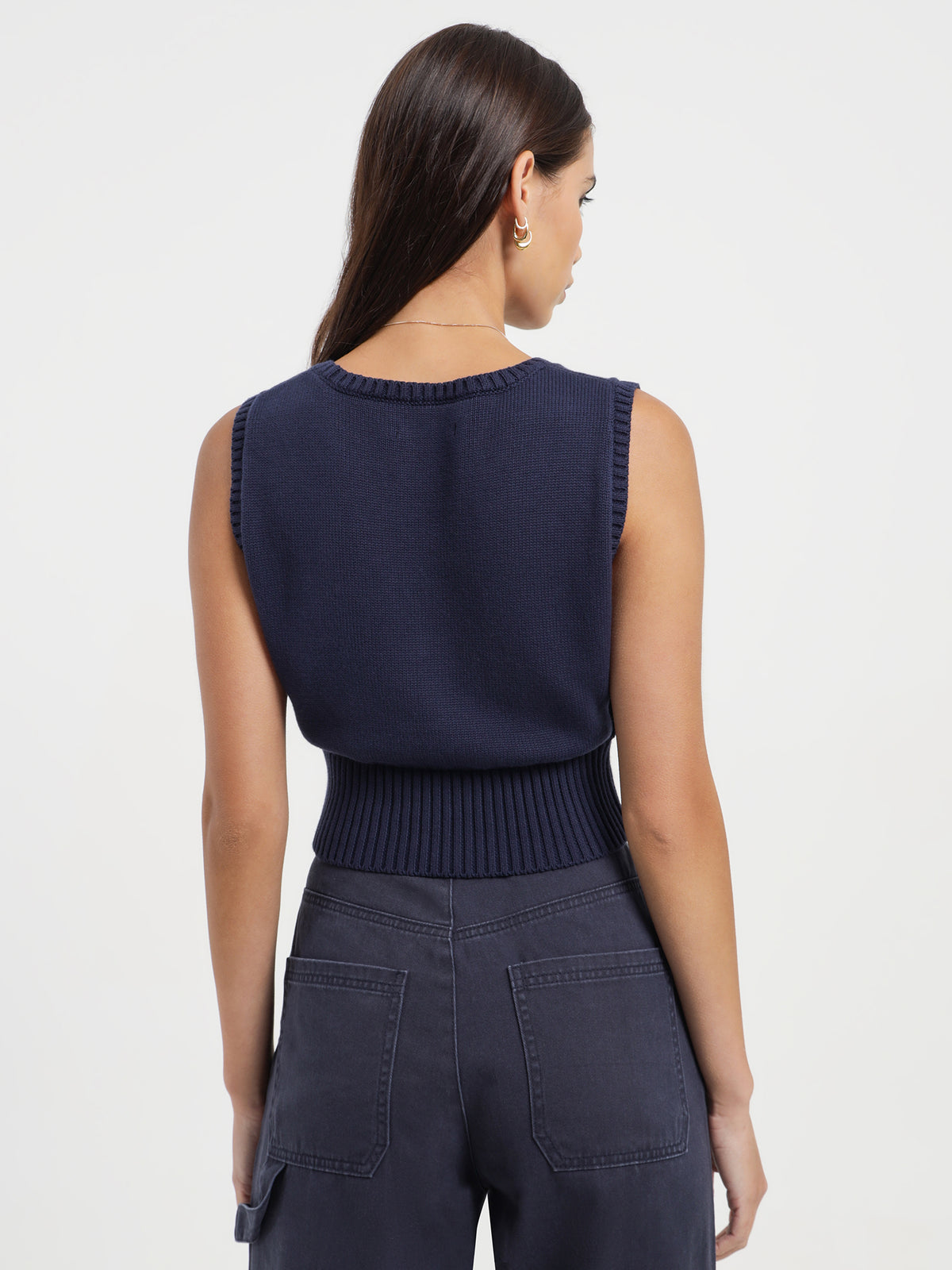 Marissa Cropped Knit in Navy