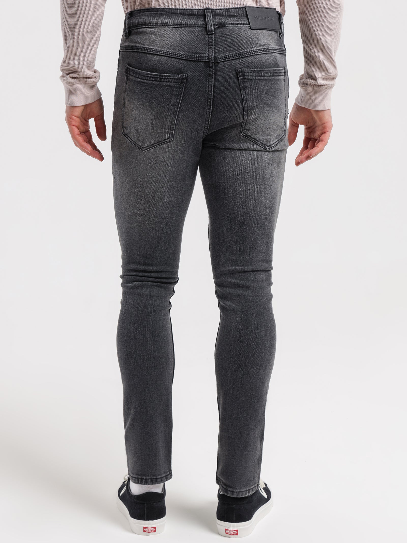 Zane Skinny Denim Jeans in Washed Black