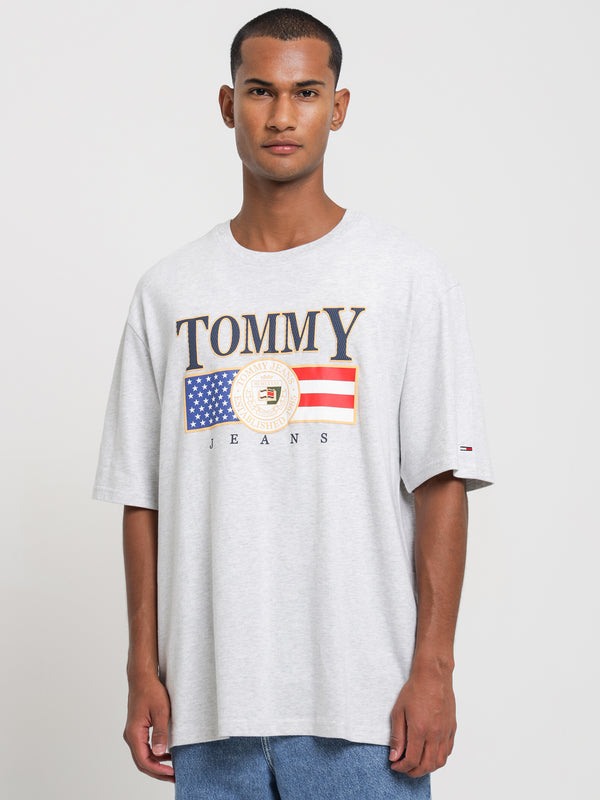 Tommy hilfiger Skater Oversized TShirt in Silver Grey Glue Store
