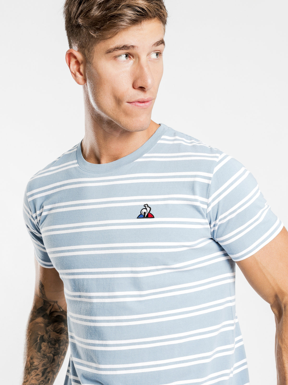 Essentiel Stripe T-Shirt in Steel Blue