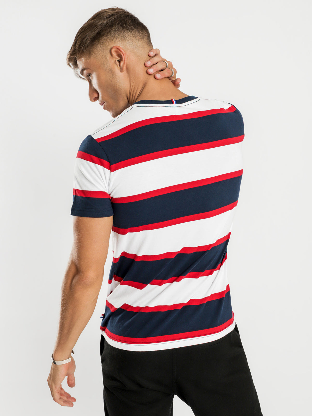 Cabot Stripe T-Shirt in Navy Red &amp; White