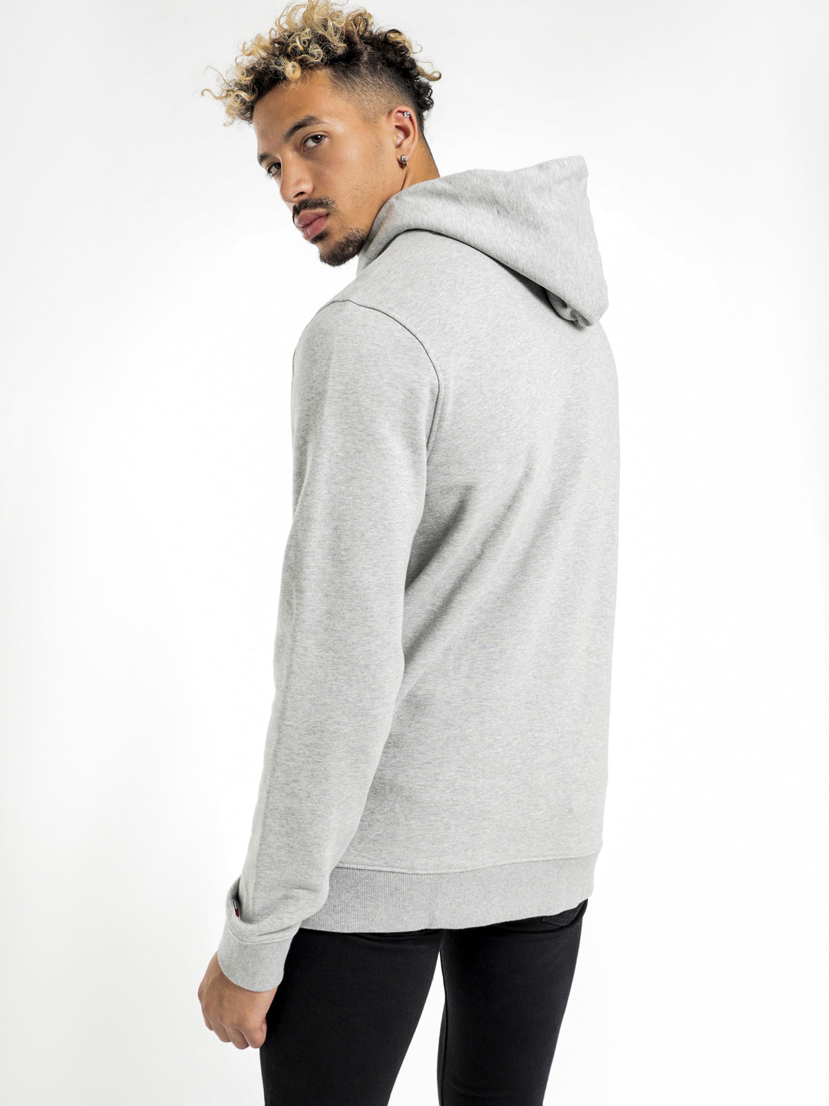 Embroidered Box Hoodie in Grey Marle