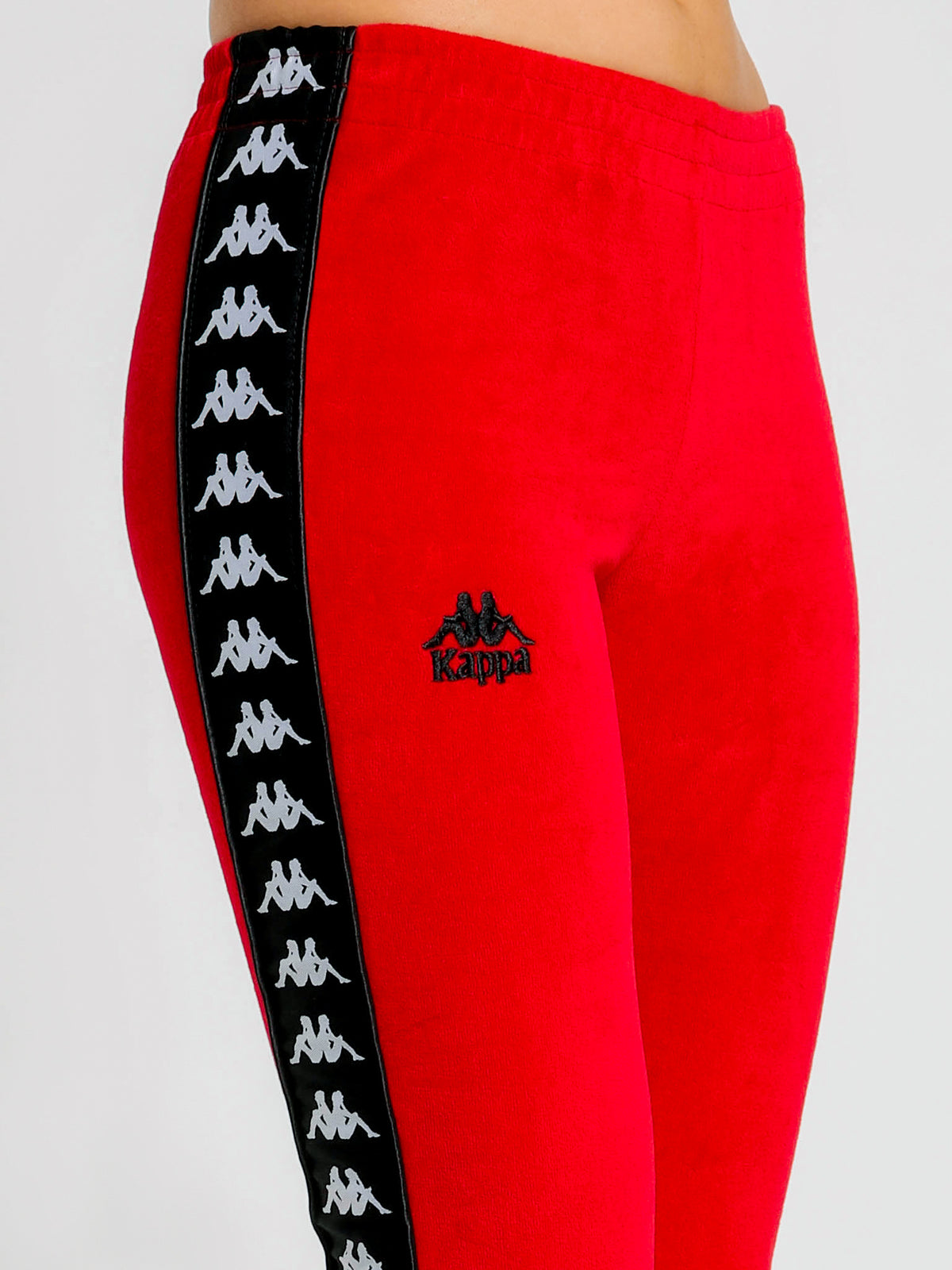 Authentic Ammu Velour Track Pants in Red &amp; Black