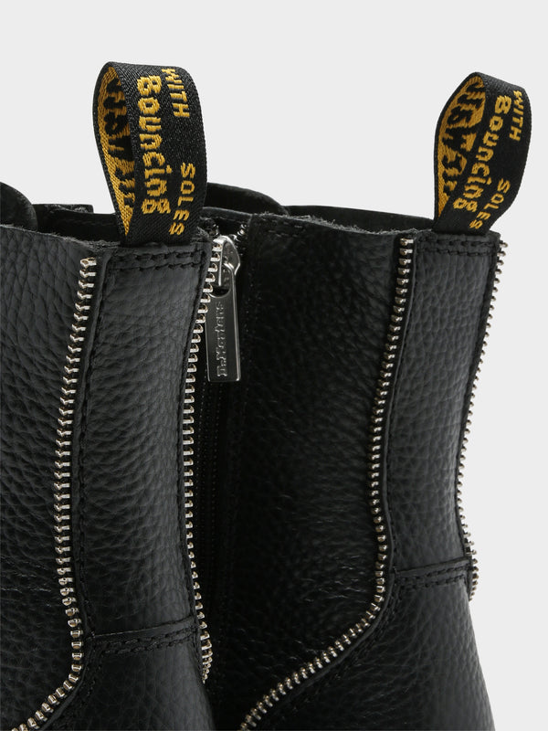 Dr martens Womens Jadon Zip Nappa Boots in Black Black Glue Store