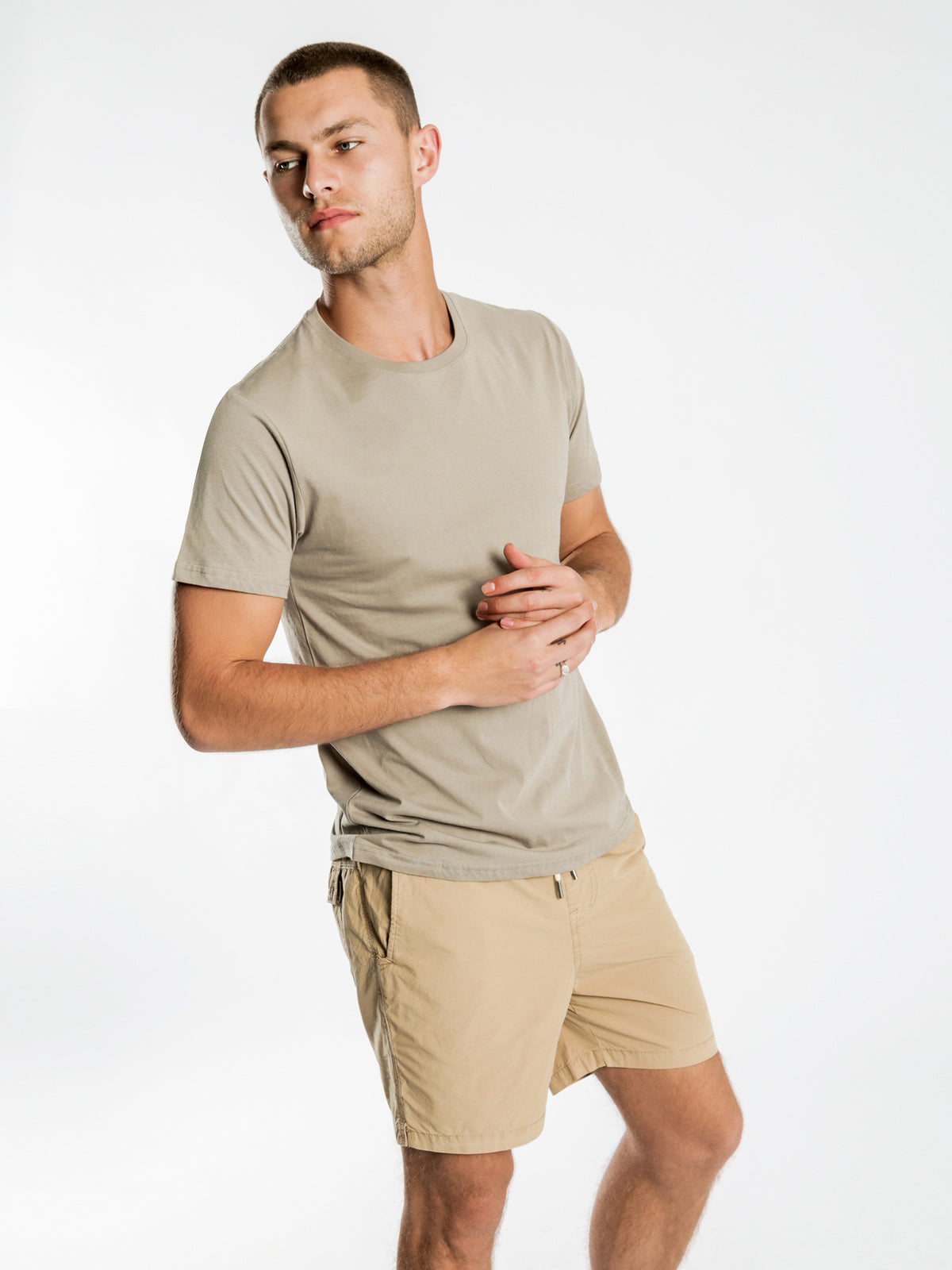 Plain Crew T-Shirt in Olive