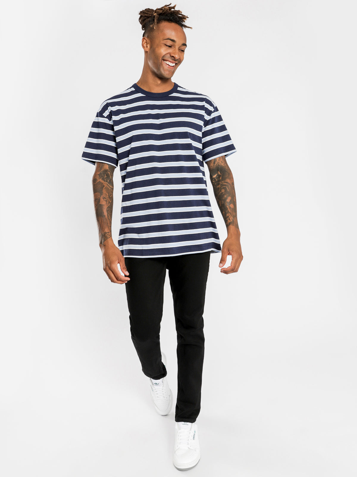 Southport T-Shirt in Blue &amp; Navy Stripe