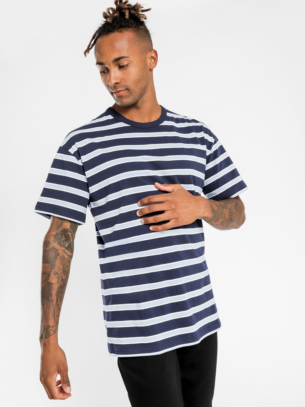 Southport T-Shirt in Blue &amp; Navy Stripe