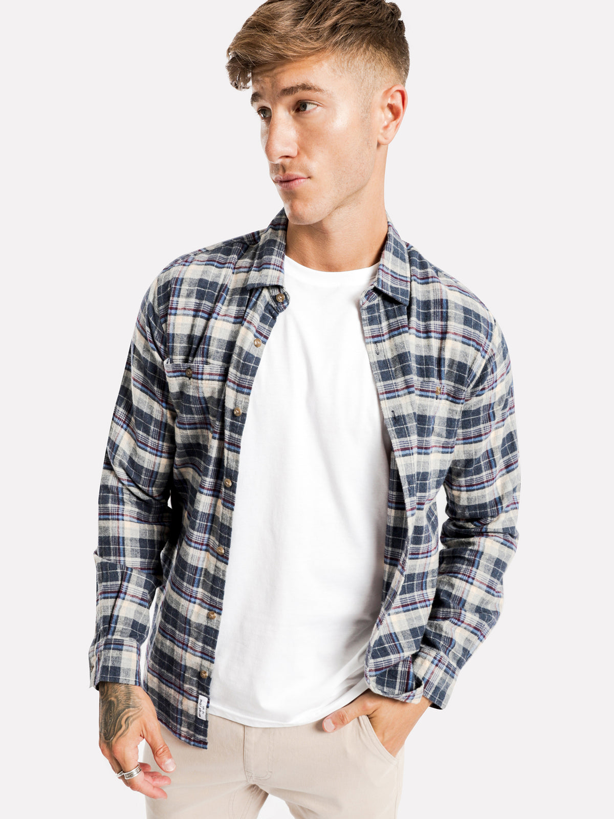 Knox Flannel Shirt in Navy Plaid