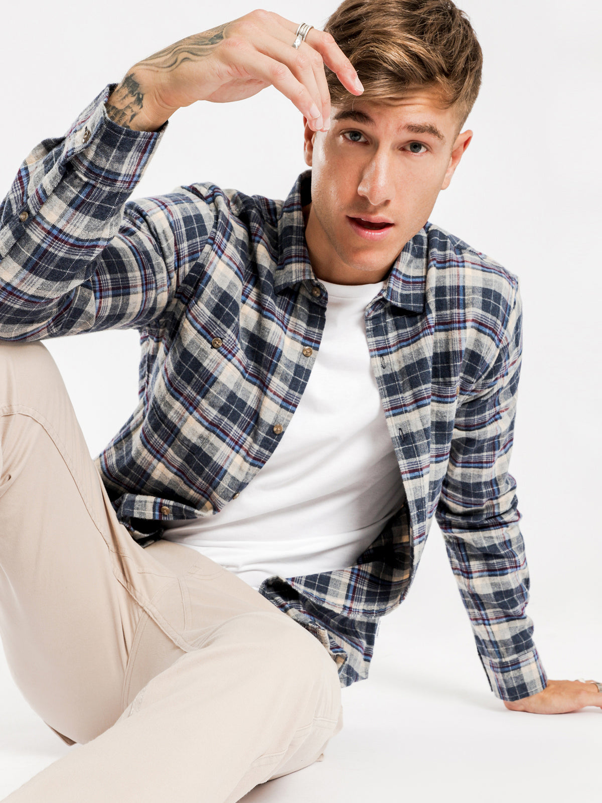 Knox Flannel Shirt in Navy Plaid