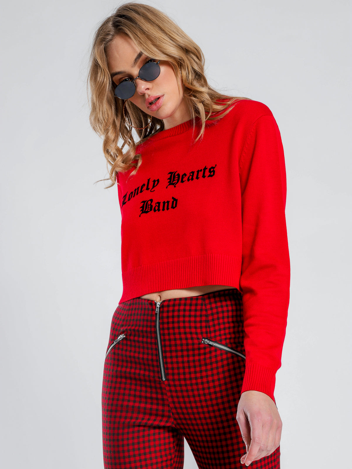 Lonely Hearts Knit Jumper in Red