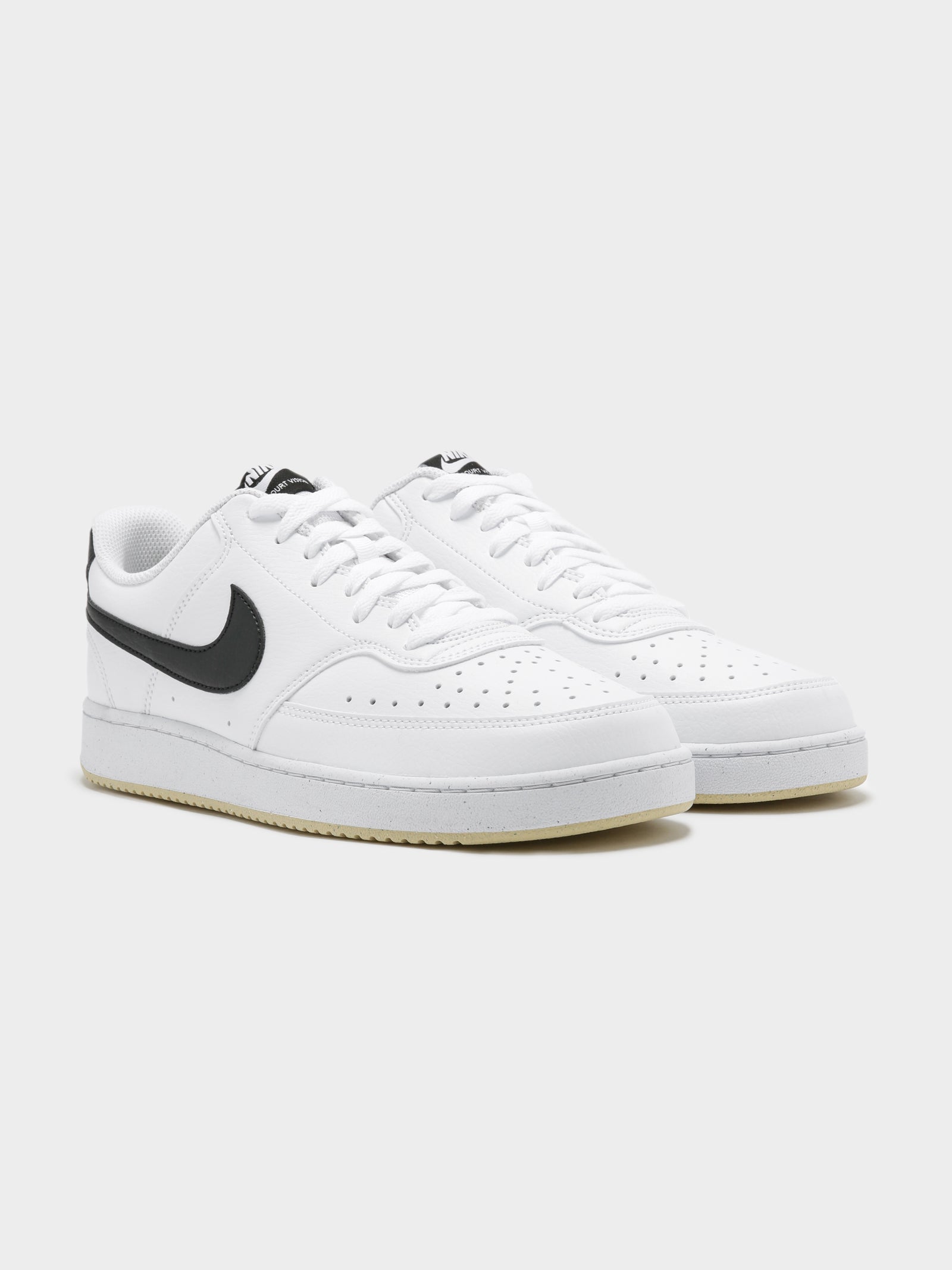 Mens Court Vision Low Next Nature Sneakers in White & Black