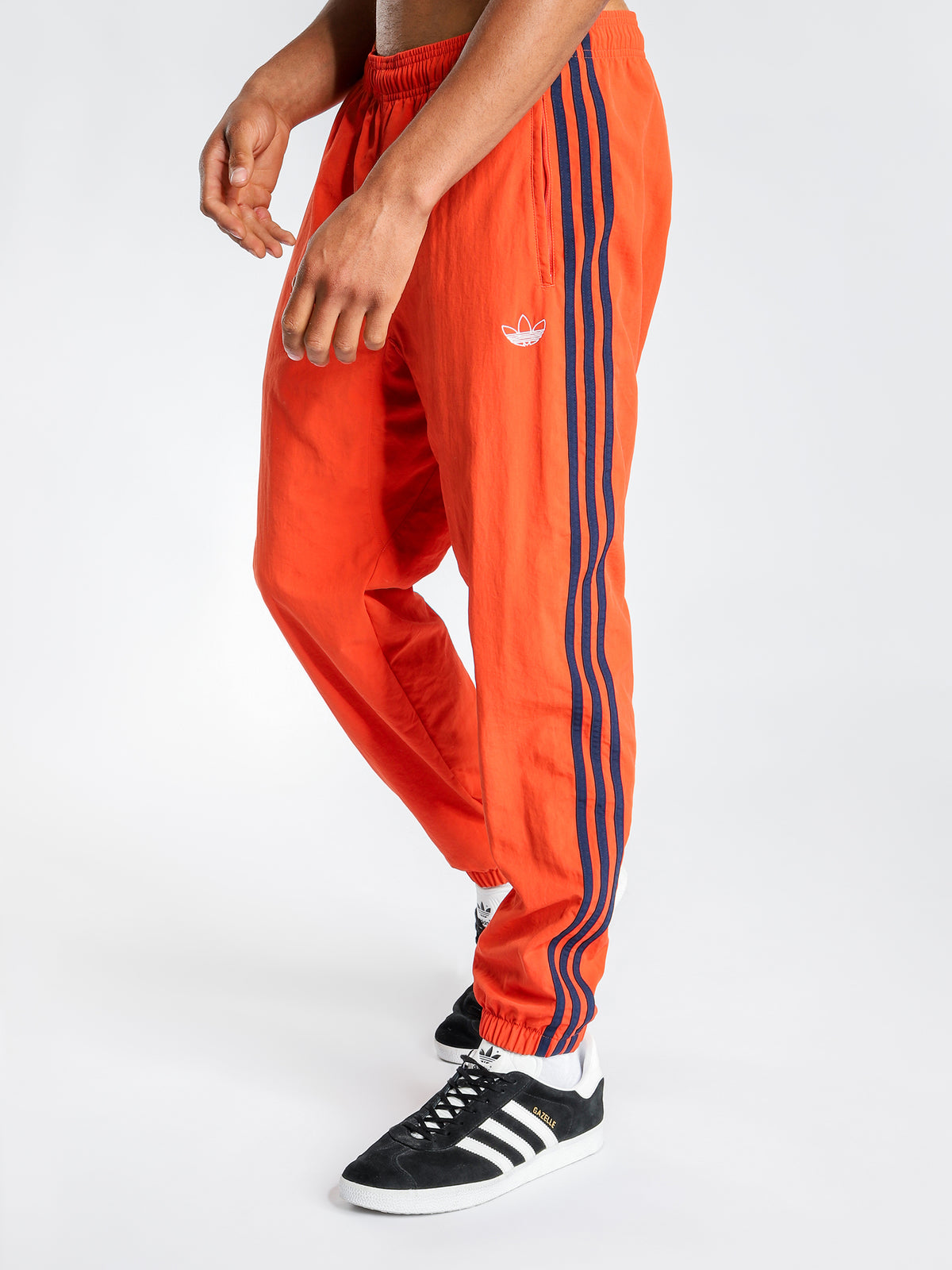 Woven 3 Stripe Tourney Warm Up Pants in Raw Amber