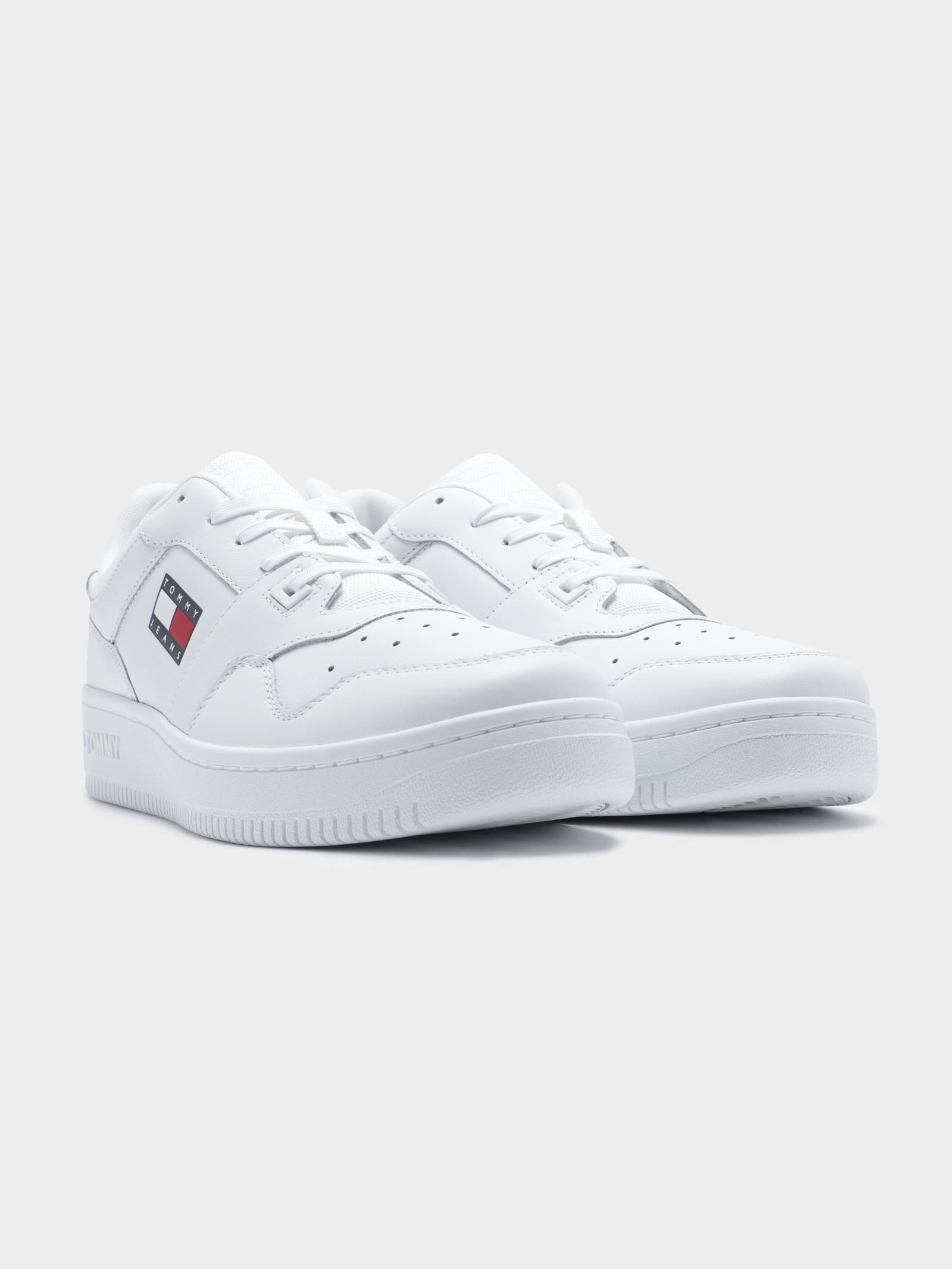 Mens Retro Leather Basket Trainers in White