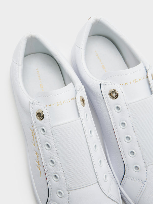 Women's Brand Logo Patched Sneakers,White main image 0