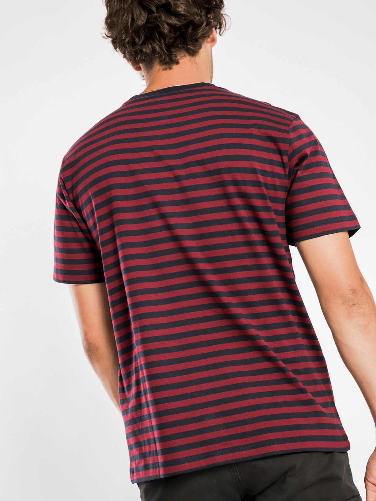 Short Sleeve Haldon Pocket T-Shirt in Dark Navy Stripe