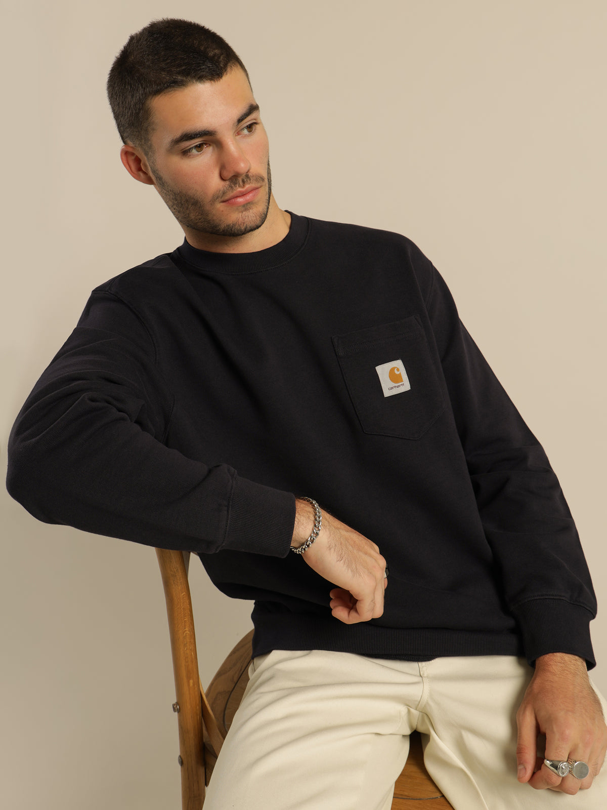 Pocket Sweatshirt in Navy