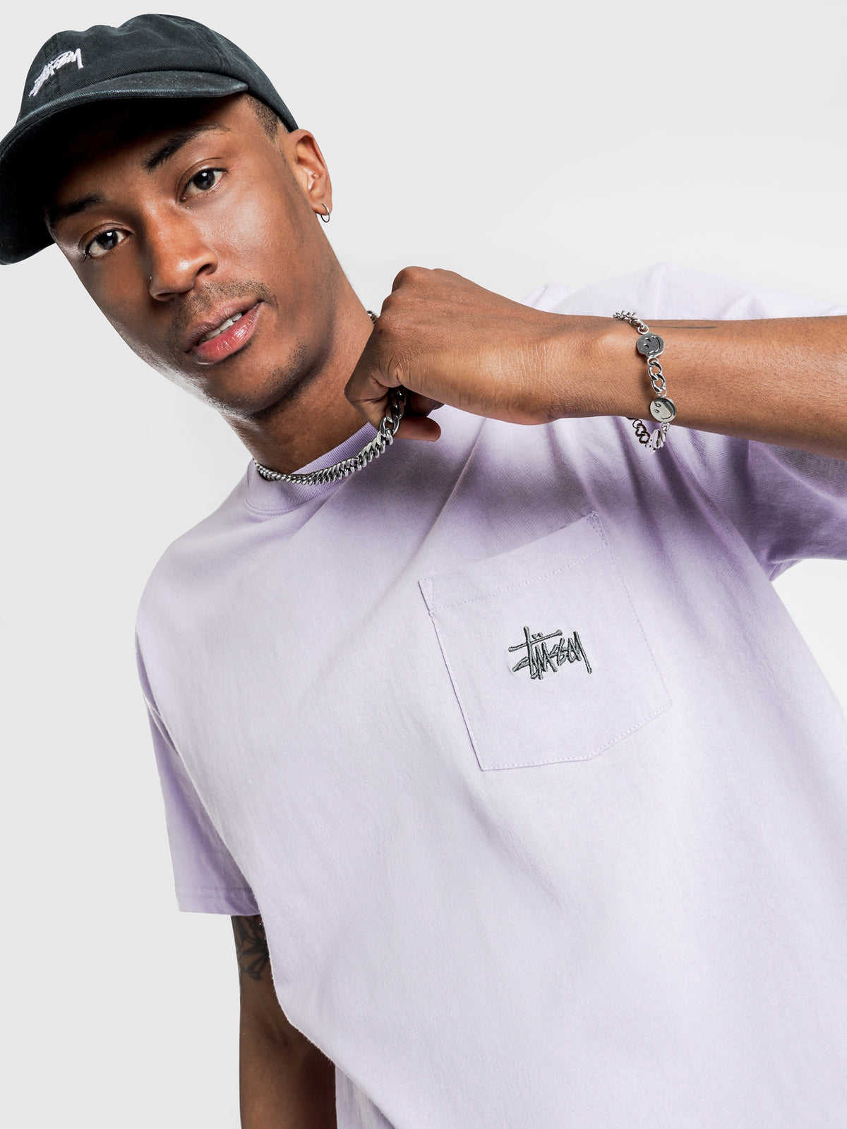 Graffiti Pocket T-Shirt in Lilac
