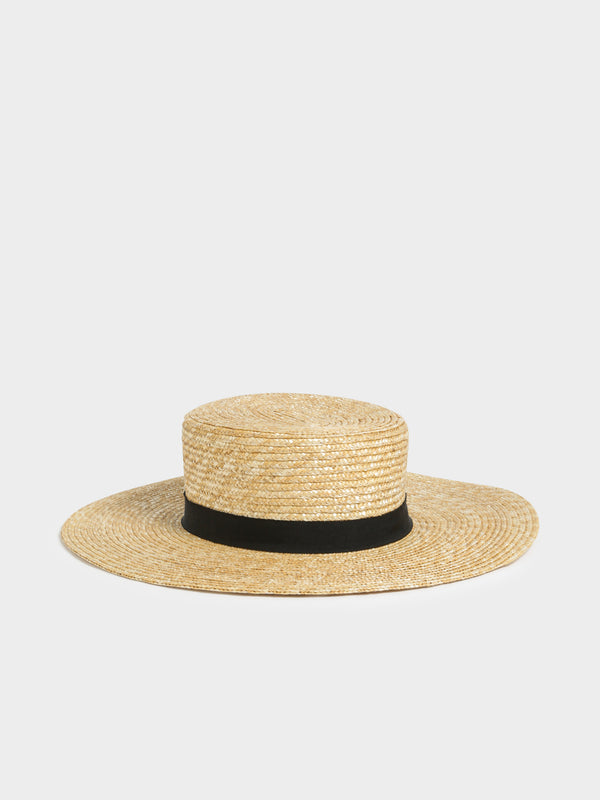 å Natural Straw Boater Hat in Natural Black Natural Glue Store