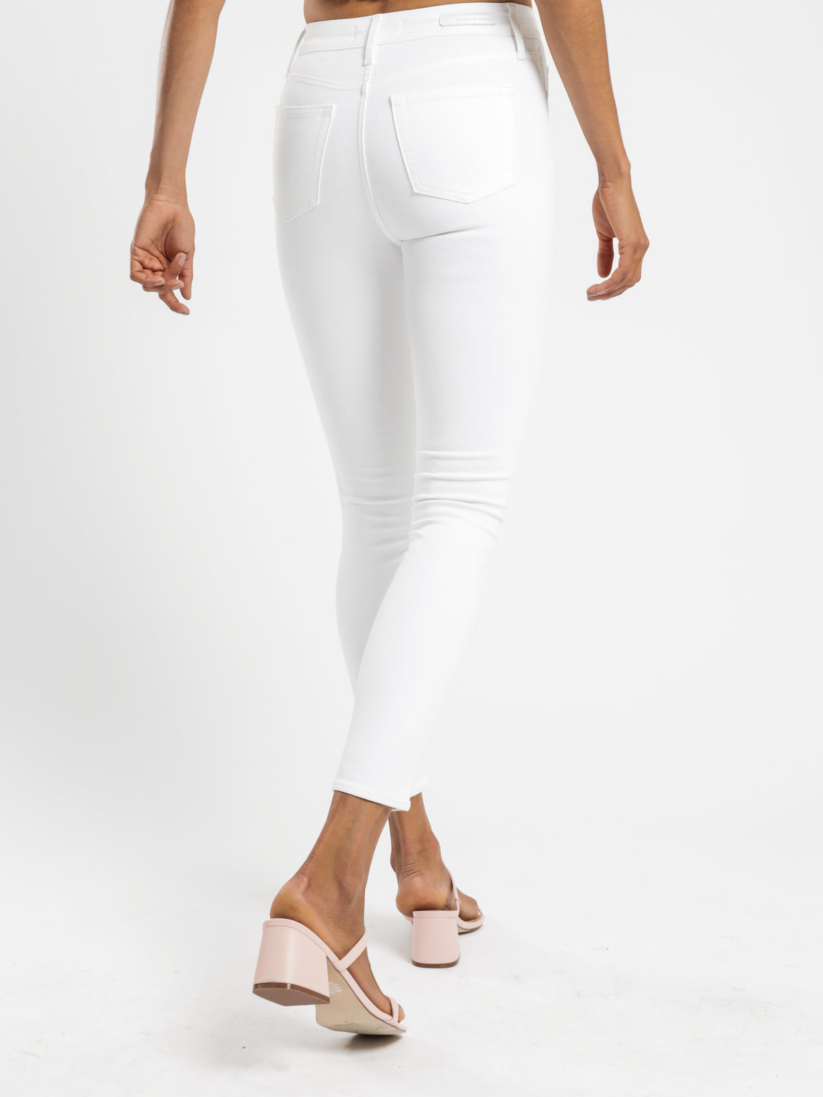 Lisa High-Rise Skinny Ankle-Hugger Jeans in Optic White Denim