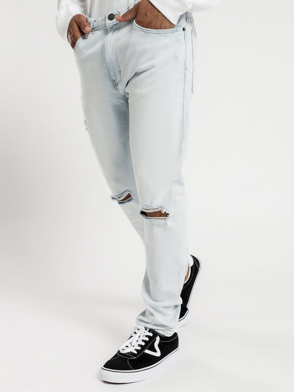A Dropped Skinny Turn Up Jeans in Street Soul Repair Blue Glue Store