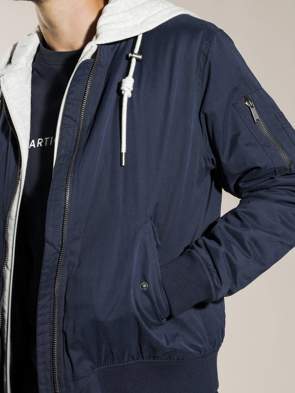 Article one Flynn Hooded Bomber Jacket in Navy Navy Glue Store