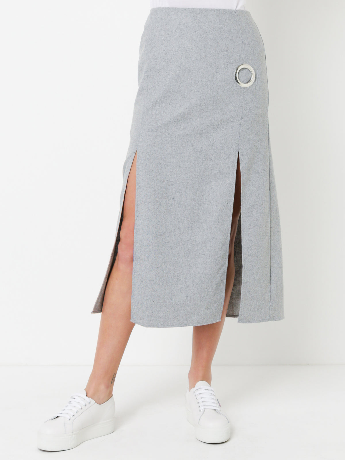 Lyall Midi Skirt in Grey