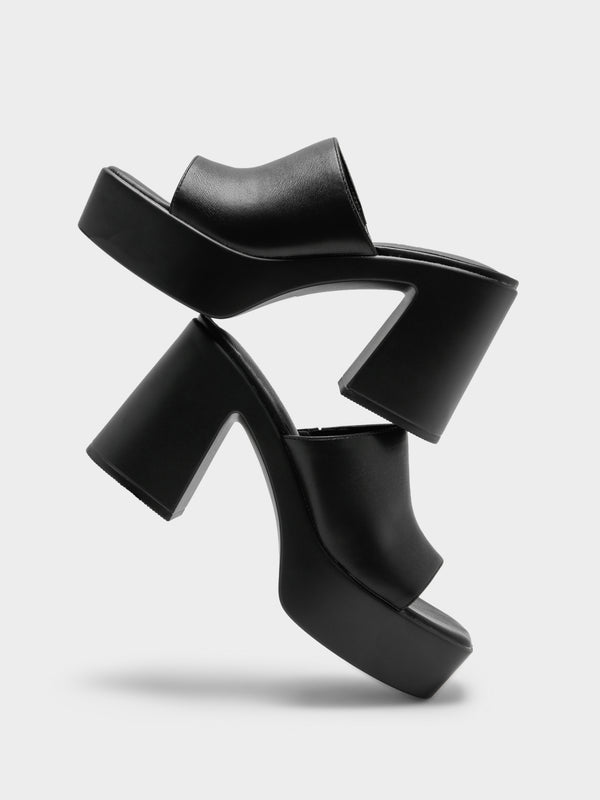 Womens Devon Platform SquareToe Mule Heels in Black Glue Store