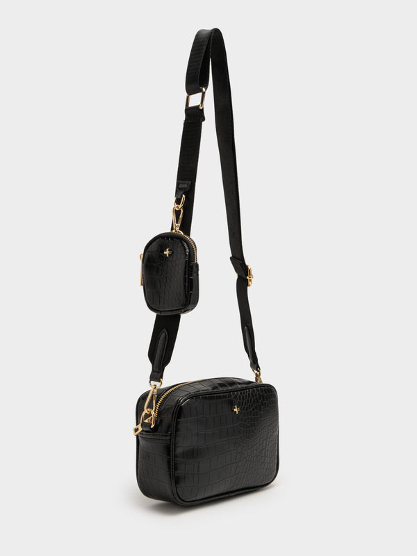 Peta and jain Justice Crossbody Bag in Black Croc Black Glue Store